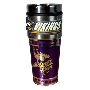 Minessota Vikings NFL Coffee Mug Travel Tumbler Cup Metallic Logo w/ Emblem